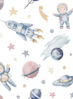 Space,Watercolor,Seamless,Pattern.,Background,With,Cosmos,,Planets,,Cosmonauts,And